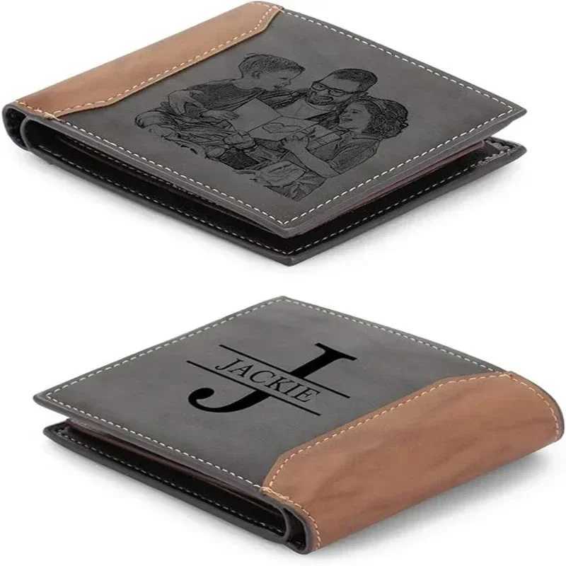 Personalized Photo Custom Initials Name Card Holder Picture Bifold Wallet Men Gift for Birthday Fathers Day Anniversary GiftsT251119