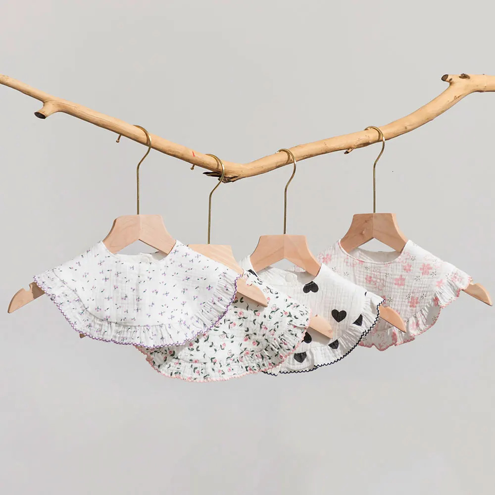 Ins style simple cotton baby bib born print soft Saliva towel feeding Burp fabric accessories 250414z