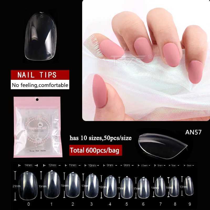 500pcs/bag Oval Ballerina Coffin Almond Square False Nail Tips Manicure ABS Transparent Full Cover Art Salon DIY Fake NailsT251118T251119