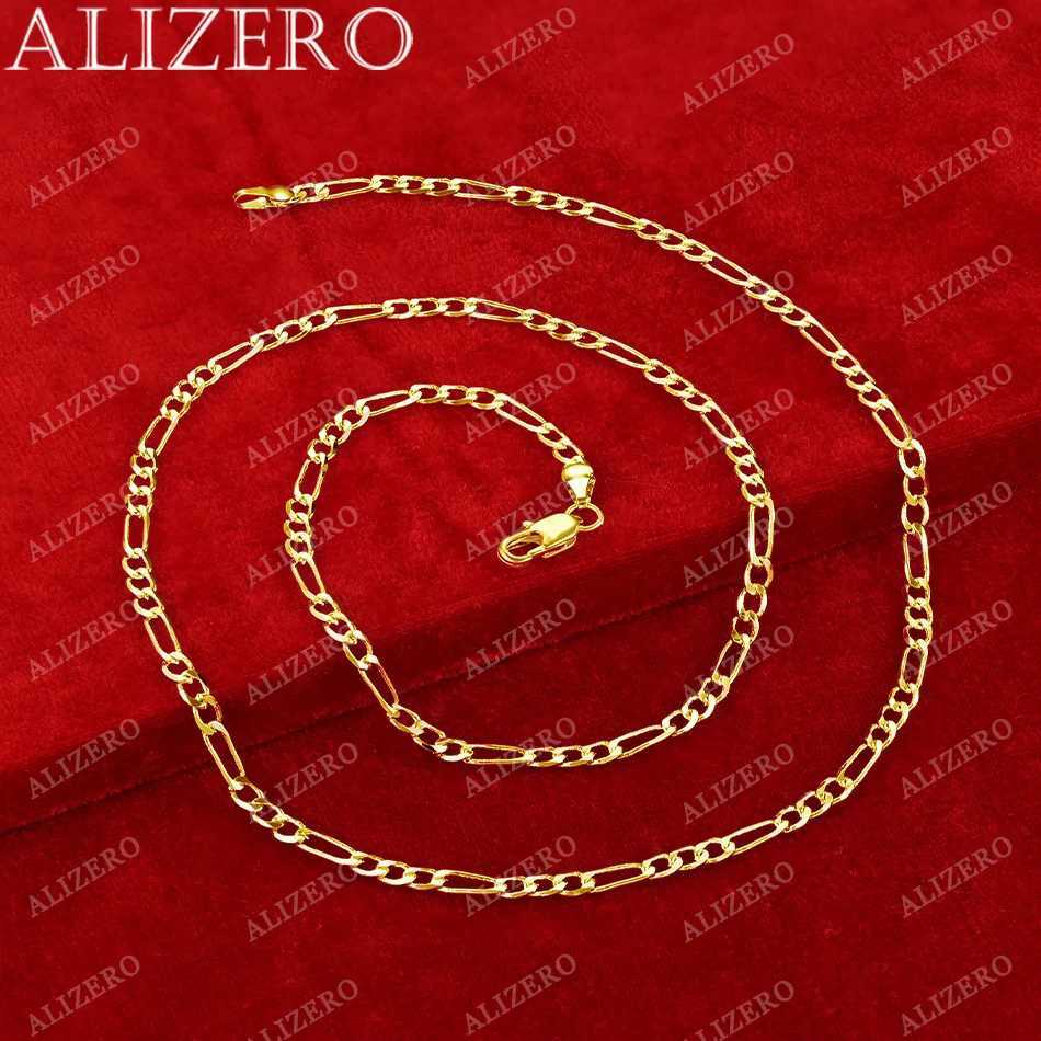 ALIZERO 18K gold 4MM Figaro chain necklace suitable for womens fashionable hip-hop punk necklace jewelry wholesale 40-75cmT250418
