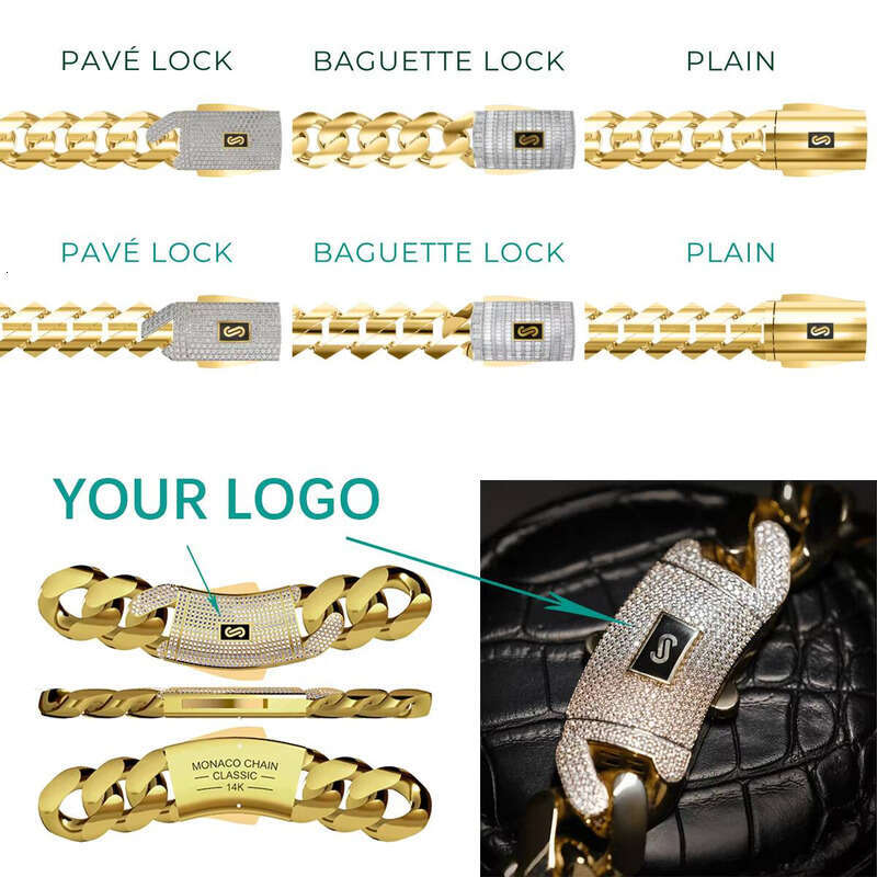 Monaco Jewelry 10K 14K Gold Plated Men's Classic Interlocking CZ Miami Cuban Chain Bracelet