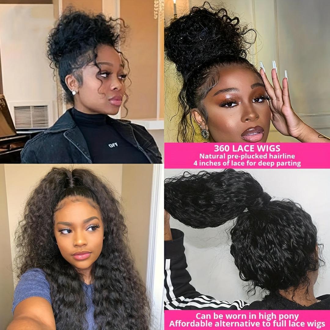 Curly Human Hair Wig 250 Density Invisible Strap 360 HD Full Lace Wig Deep Wave Frontal Wig 13x4 13x6 HD 30 Inch Water Wave Lace Front Wig Wear And Go