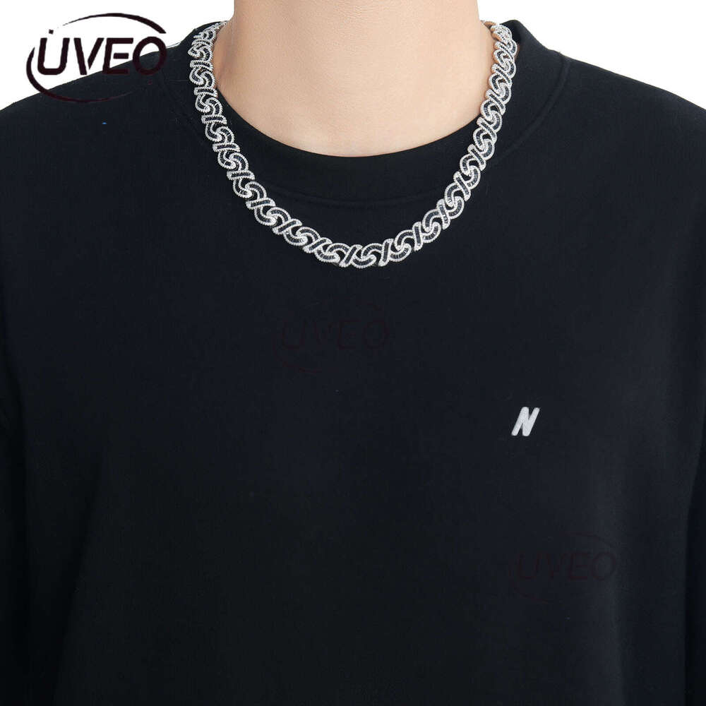 Luxury designer 12mm 8-shape Cuban black ladder stand ice out VVS Moissamite necklace, hip hop necklace bracelet for rap men and women Free delivery