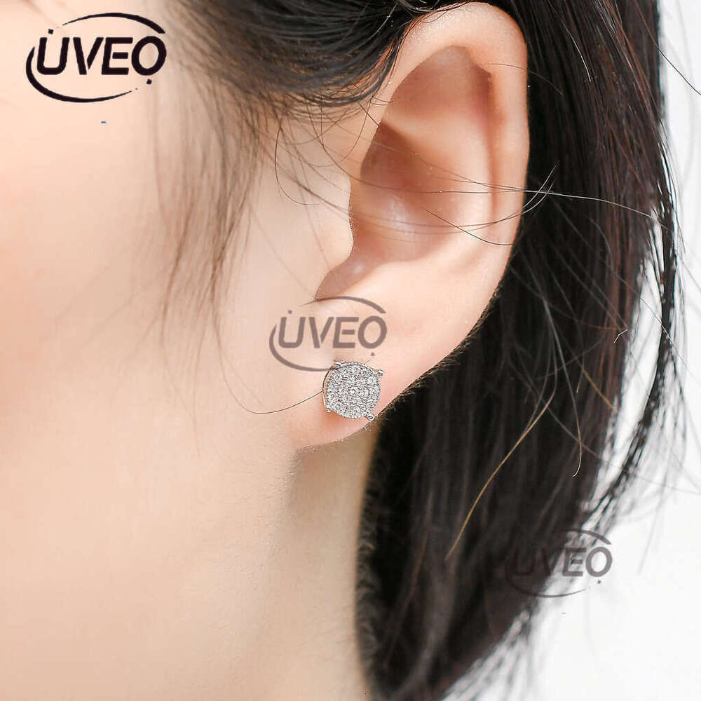 Luxury micro inlaid ice out VVS Moissanite round simple men women S earrings Hip Hop Free delivery