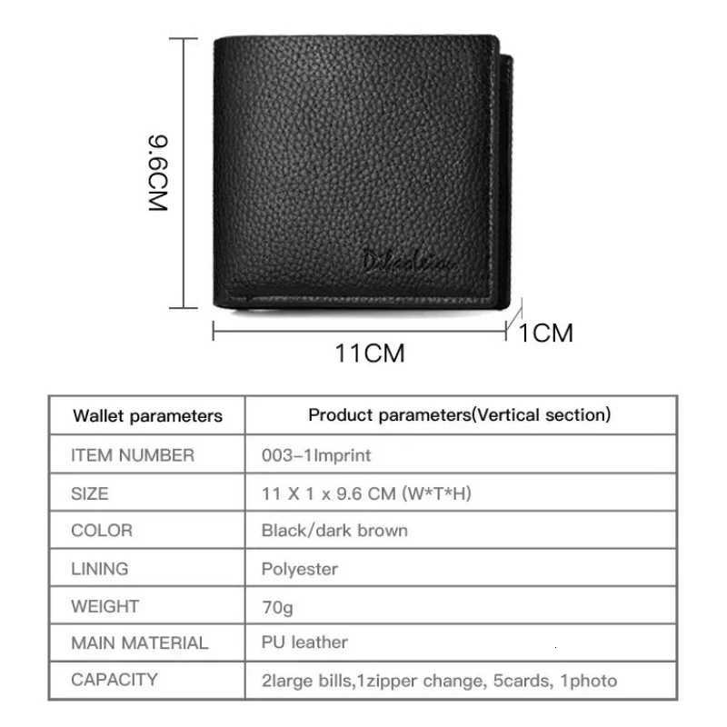 Personalized Custom Name Men Lychee Print Short Wallet Casual Zipper Credit Card Purse with Multi Slot ID Holder and Coin PocketT251119