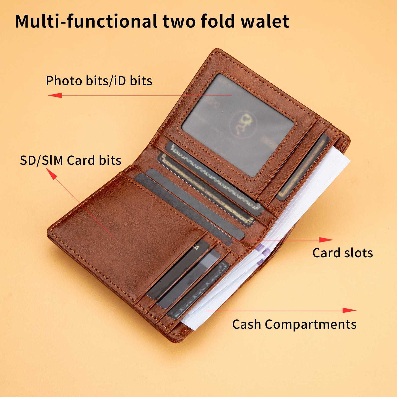 Mens British Casual Style Short Wallet Credit Card Holder PU Leather Bifold Mens WalletT251119