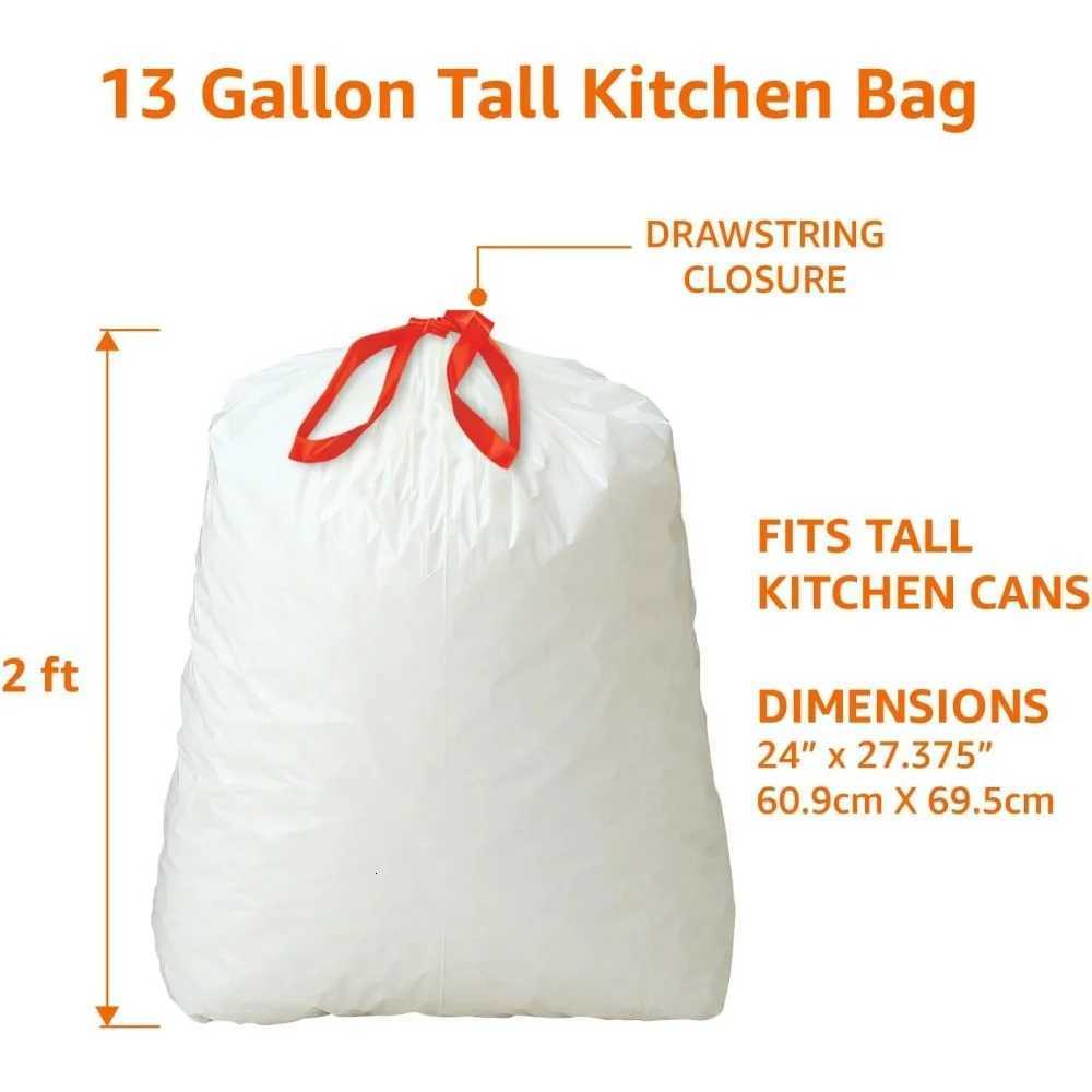 13 Gallon Tall Kitchen Drawstring Trash Bags Clean Fresh Scnet 10 Post Consumer Recycled 200 Count C251119
