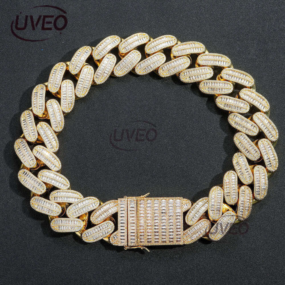Luxury designer 40mm Cuban Chain Ice out VVS Moissanite Sterling Silver Gold Plated Men's Hip Hop Necklace with free shipping