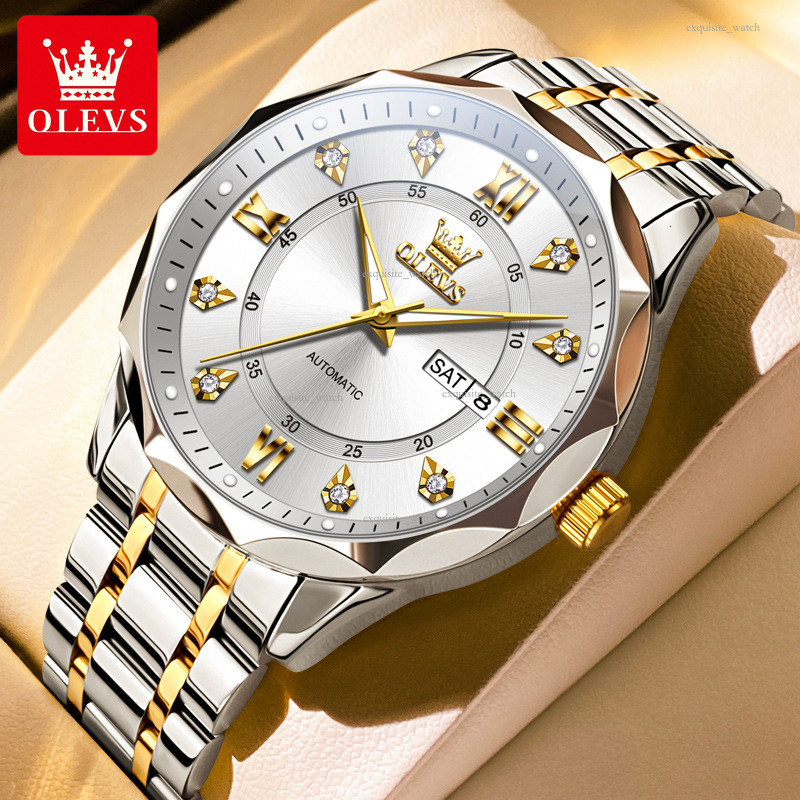 OLEVS Brand Design Men's Watches With Dual Calendars Luxury Fully Automatic Mechanical Watches Luminous And Waterproof Men's Watches Free Sh