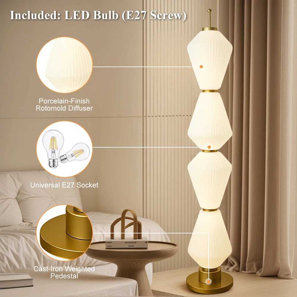 Modern Long Floor Lamp Nordic Minimalist standing lights Living Room sofa Study Bedroom Cream Lampshade Iron Base LED lighting M251119