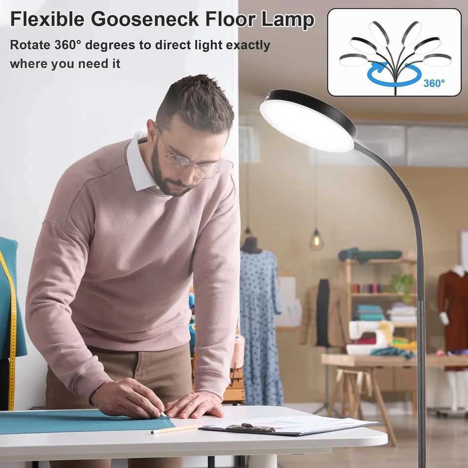 Round floor lamp powered by USB with 3 color modes adjustable height/ brightness for living room bedroom and study room M251119