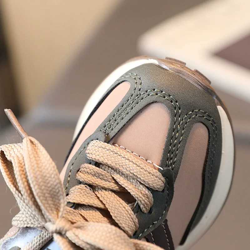 Childrens sports shoes lightweight anti slip PU leather childrens sports shoes suitable for boys and girls casual sports outdoor running soft soleT250