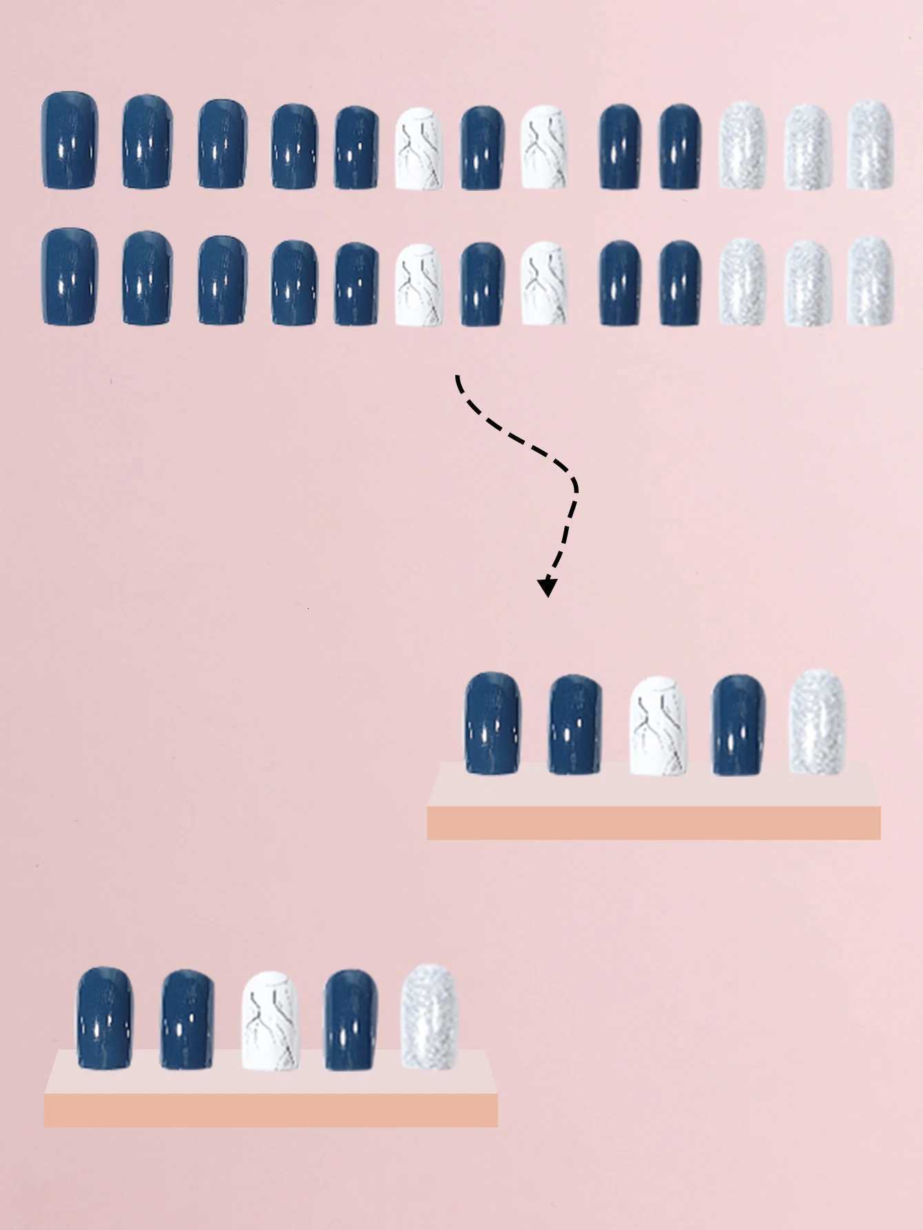 24 Pieces of Medium Size Almond Shaped Christmas with Various Patterns ABS Glossy Fake Nails1 Jelly Glue1 Nail FileT251118T251119