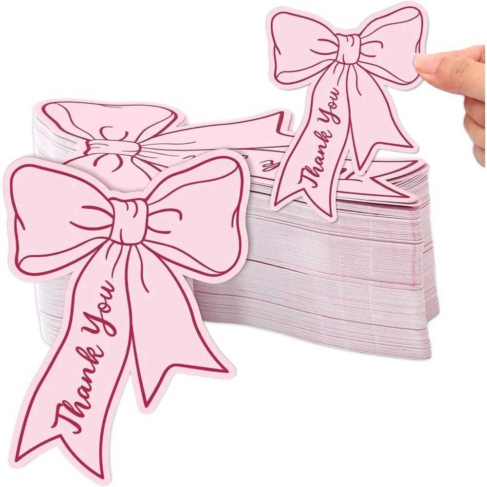 10/25/50pcs Pink Bow DIY Handwritten Family Party Gift Card Child Birthday Gift Card Restaurant Business Mini Thank You Card G251119