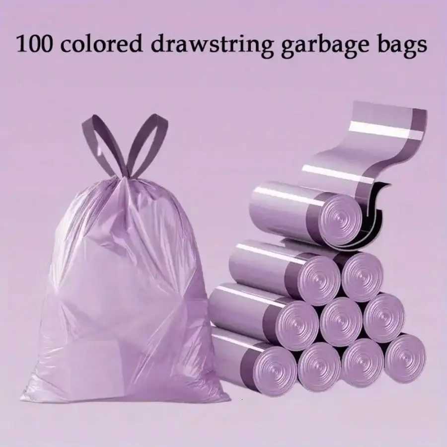 100pcs Household Portable Trash Drawstring Bags Party Purple Trash Bags C251119