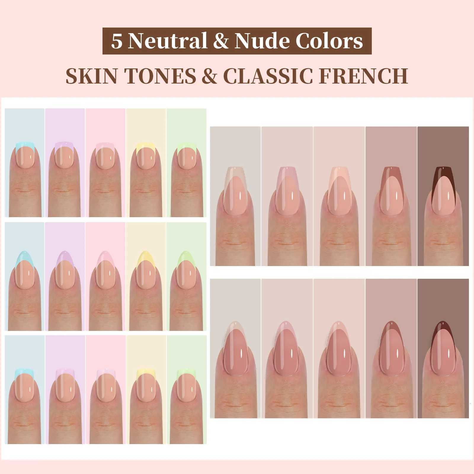 150pcs/5 Colors Mixed Fake Nails Set French Design Press on Nail Tips DIY False Nail Art Short Decorated Nails Nude Color NailT251118T251119