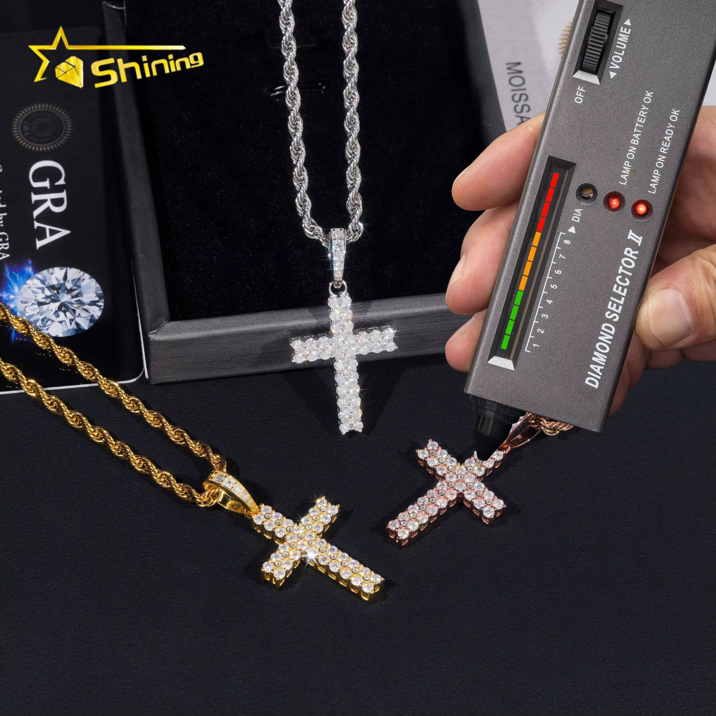 Hip Hop Jewelry Silver Christian Dainty Jesus Piece D Color Vvs Moissanite Men Pendant Diamond Cross Pendant Necklace