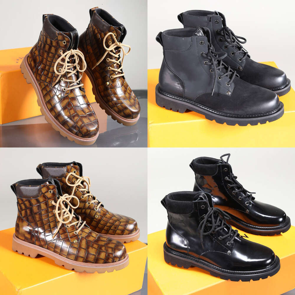 Luxury Mens Bastille Combat Boot Designer man Height Increasing crocodile Leather Boots Patent Leather Men Autumn Winter Casual High Top Shoes Strap Martin boots