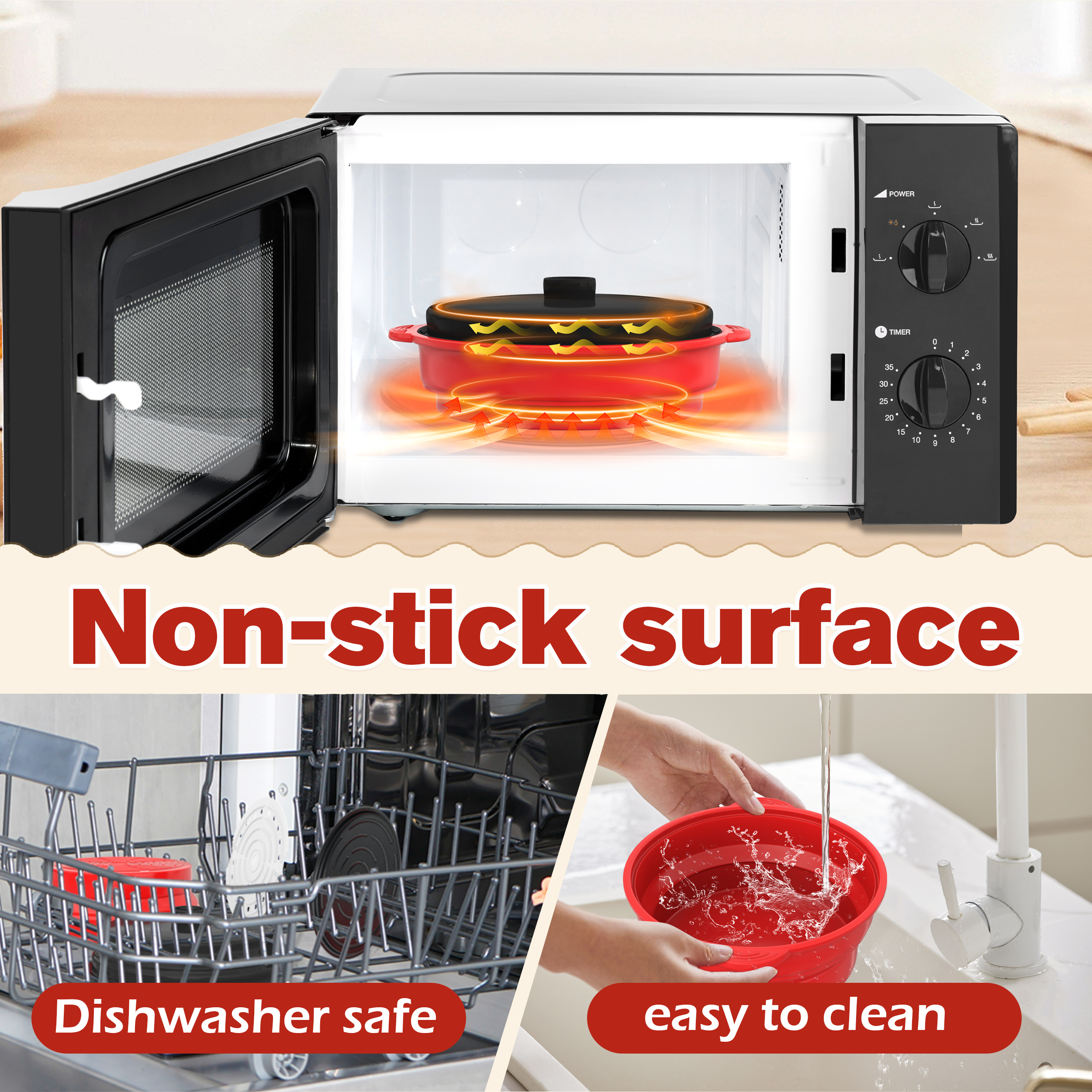 Multifunctional Microwave Silicone Folding Pan Kitchen Tool