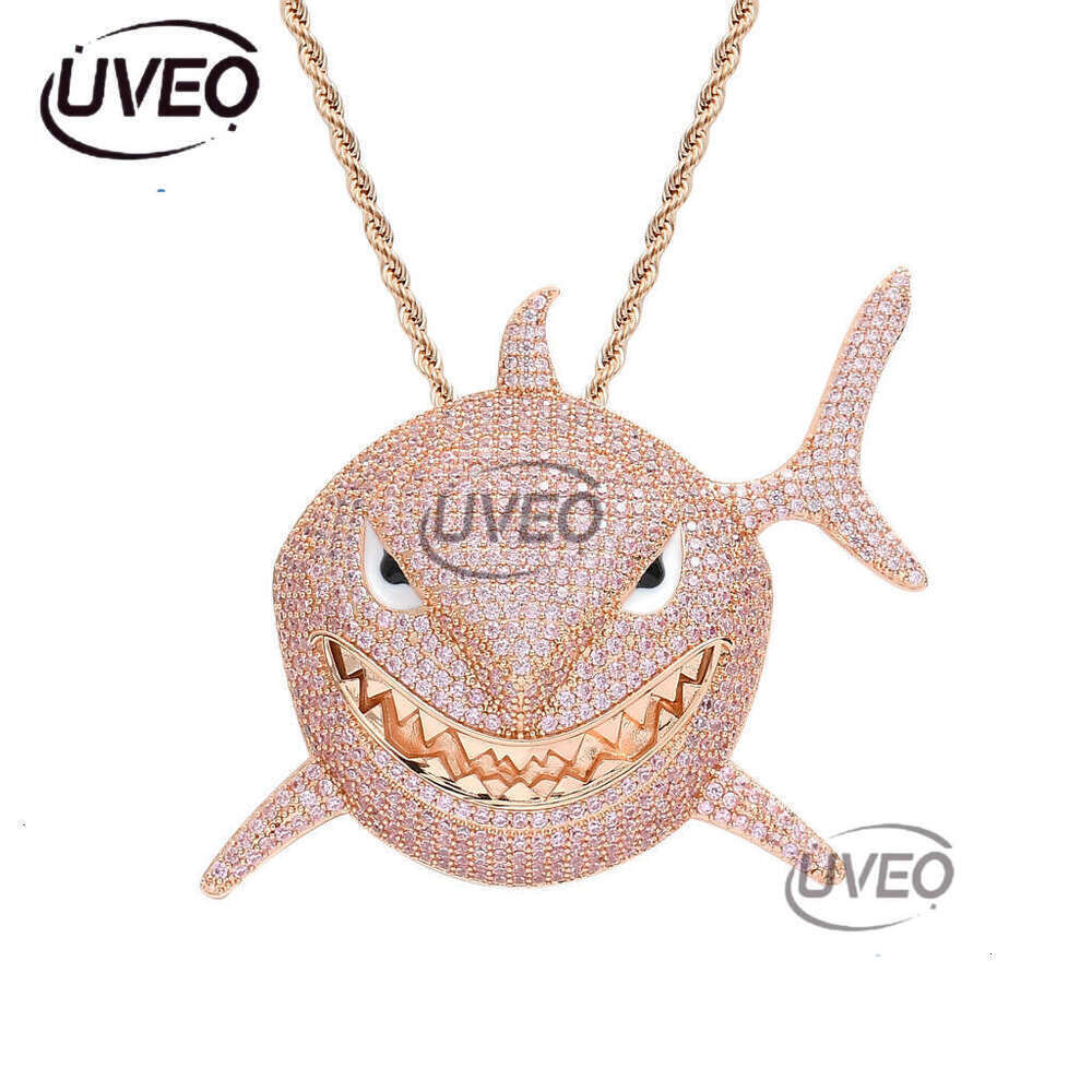 Luxury designer Great Shark Street Advantage Cool Funky Ice Out VVS Moissanstone Hip Hop Cuban Chain Pendant with FREE shipping