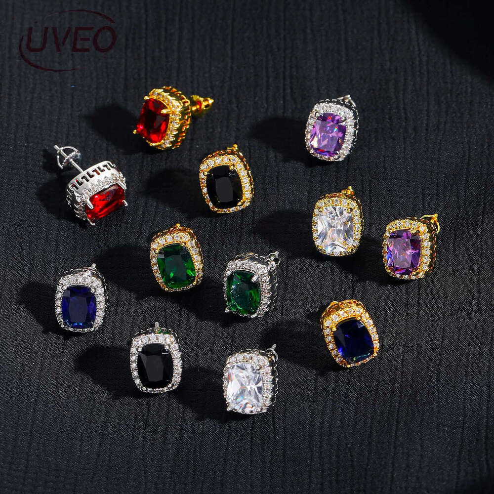 Luxury Hip Hop all hip hop colored ice out VVS Moissanite men's and women's earrings Free delivery