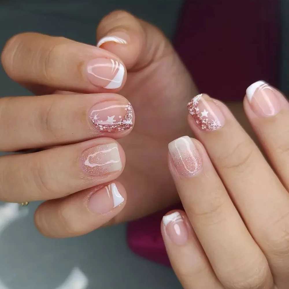 24pcs Colorful Square Press on Nails Gradient False Nails Simple Wearable Stick-on Nails Fake Nail UasT251118T251119