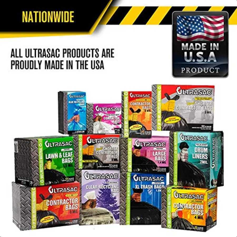 Heavy Duty 55 Gallon Contractor Bags 40 Count IL 38 x 58 Large Black Plastic Trash Can Liners 5560 Gal Garbage Bag Drum Liners C251119