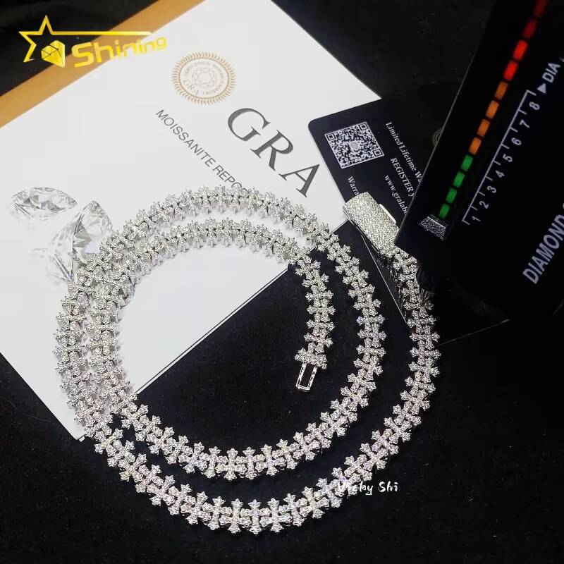 Iced Out Cross Style Moissanite Cuban Link Chain Hip Hop Jewelry 925 Silver Custom Men Fashion Chains Necklaces