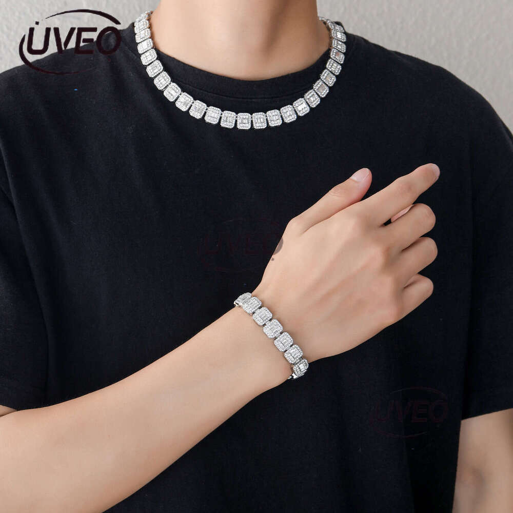 Luxury Hip Hop 13mm square round ice out VVS Moissanite Cuban Chain Bracelet for men and women Free delivery