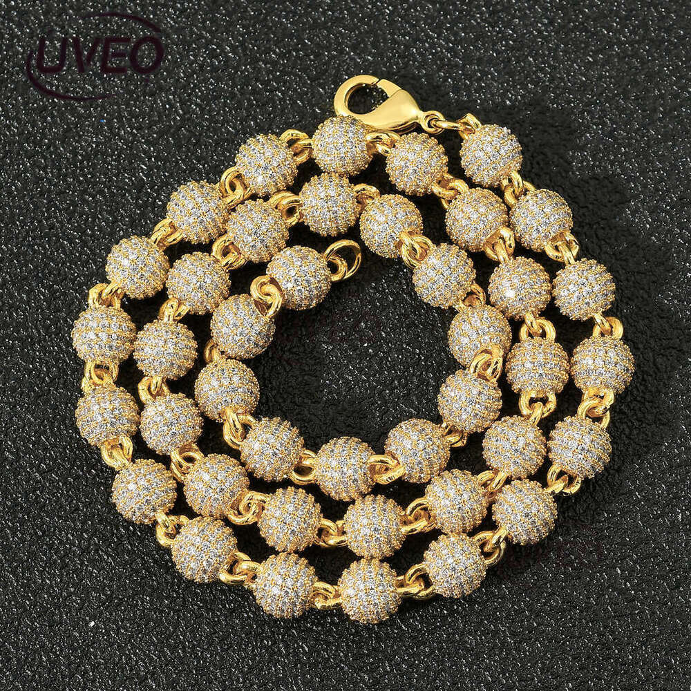 Luxury Hip Hop 8mm round bead neck collarbone chain full ice out VVS Moissanite Necklace bracelet for men and women Free delivery