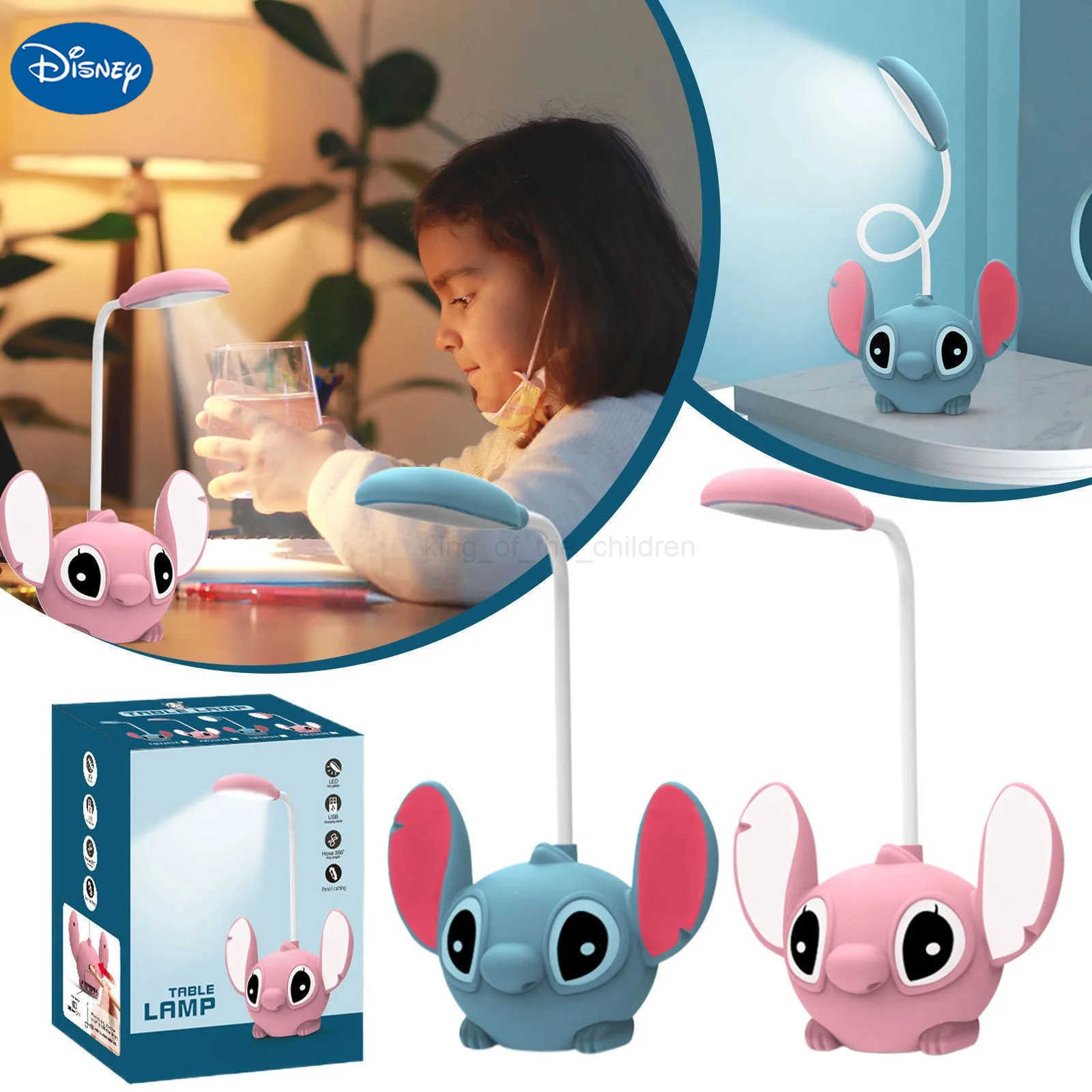 Disney Lilo Stitch Led Desk Lamp With Pencil Sharpener Foldable Light Cute Desk Lamp Usb Recharge Light Gift From Classmates W20250419
