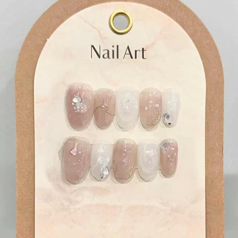 Handmade 3D Green Fairy Almond Press on Nails with Glue Fake Nail Gradient Butterfly Reusable Artifical Full Cover Nail Tips ArtT251118T251119
