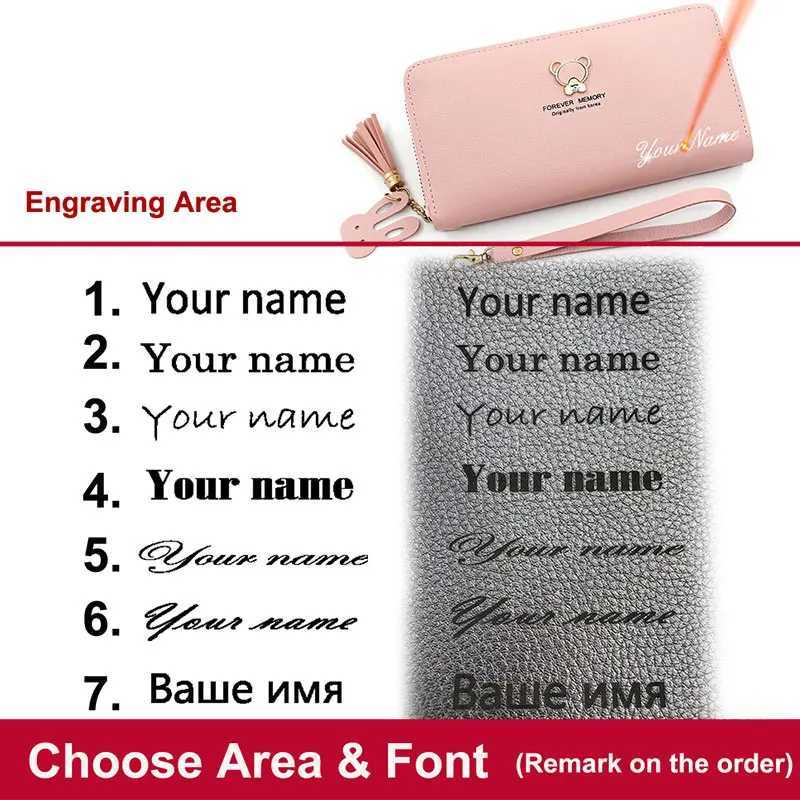 New Long Women Wallets Free Name Engraving Brand Card Holder Big Capacity Phone Pocket Female Wallet Quality Zipper Women PurseT251119
