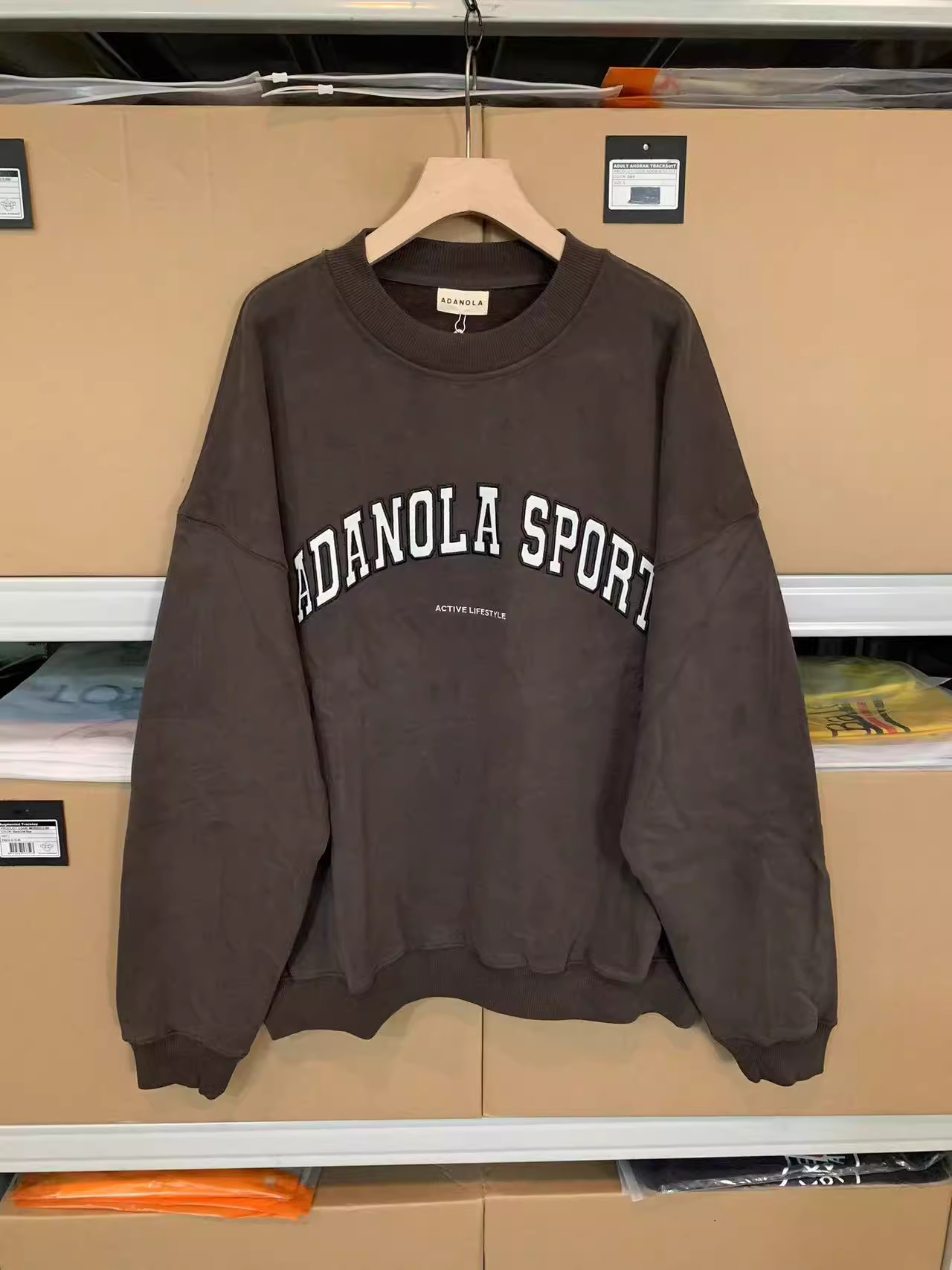 ADANOLADA Oversized Brown Sport Sweatshirts Cotton ADA Embroidered Activewear Designer Loose Hoodies Fashion Pants