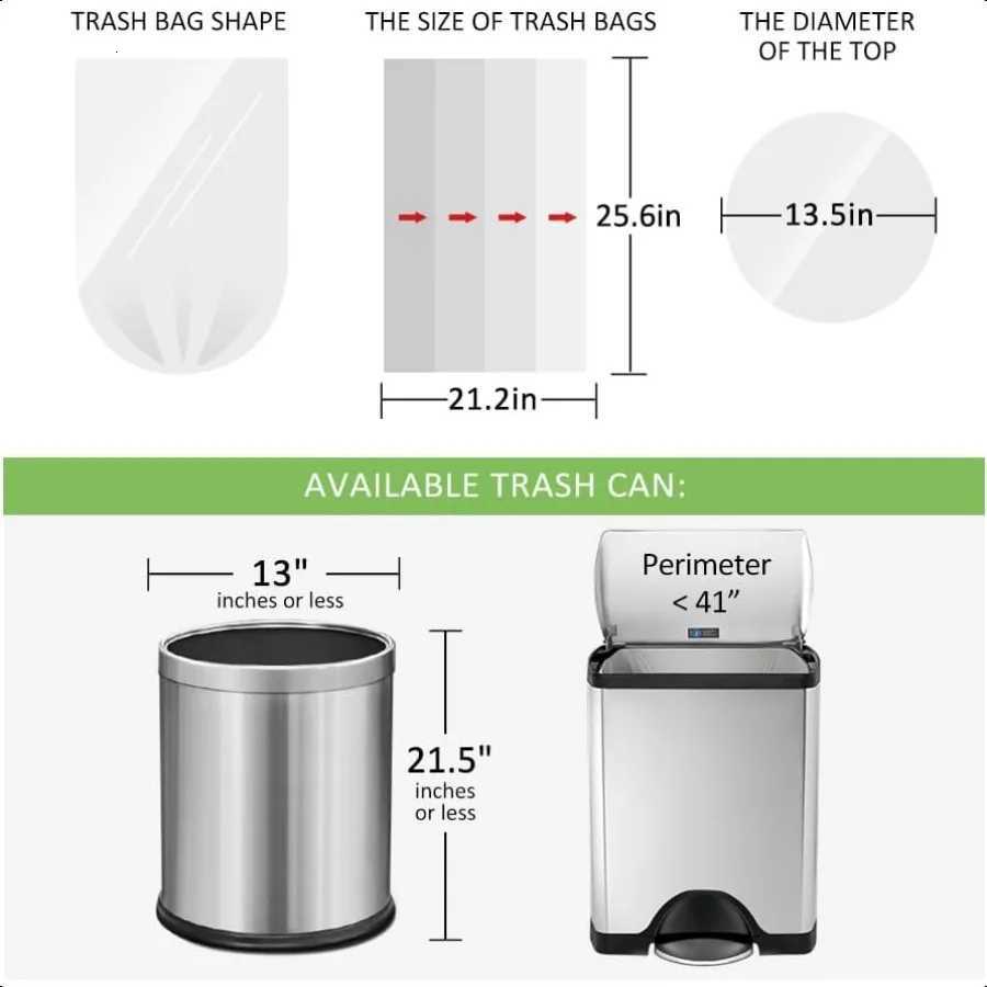 8 Gallon 130 Counts Strong Trash Bags Garbage Bags by fit 30 Liter Kitchen Waste Basket Medium Trash Bags Can Liners for Home O C251119