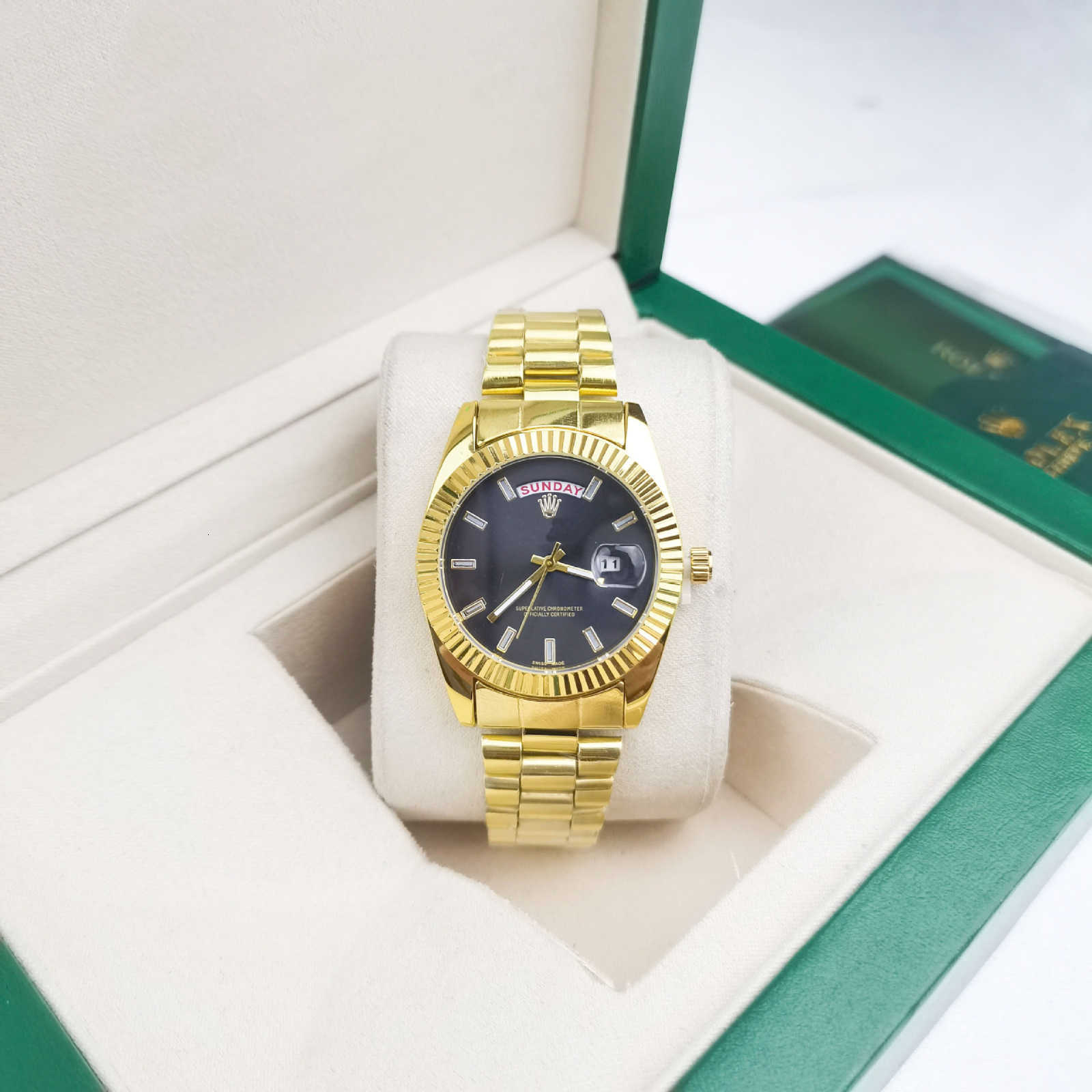 Sunday calendar type watch double calendar chronograph series type lady steel band watchW251104