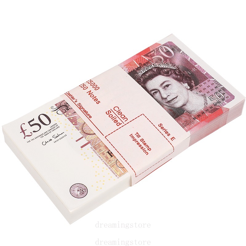 Best 5A Whole Top Quality Party Supplies Fake UK Banknote 5 10 20 50 Euros Realistic pound pounds notesToy Bar Props Copy Currency Movie Money Faux-bi