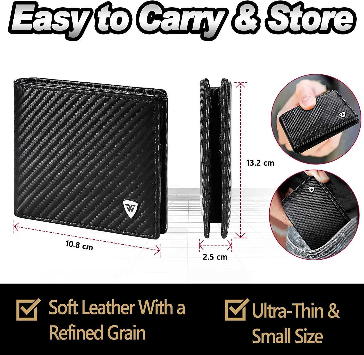 New Business Wallet RFID Blocking Multi Card Slots With Zipper Coin Clip Mens Wallet Fashion Coin PurseT251119