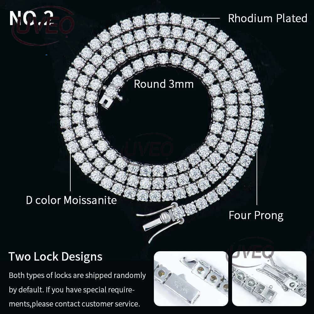 Custom gra jewelry 3MM 4MM 5MM sterg sier vvs tennis ice out lab grown dia mossanite moissanite necklace chain for women men