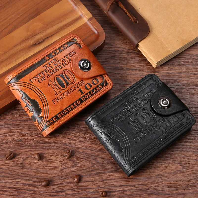 Retro Mens Wallets with 100 US Dollar Pattern Wallet Male PU Leather Wallet Card Holder Large Capacity Coin Purse Money BagT251119
