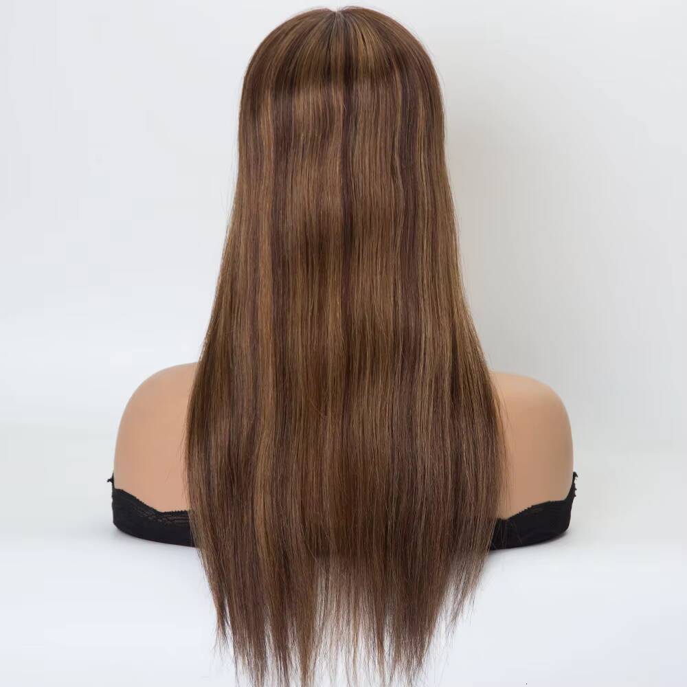 Spring Airy Brown Balayage 55x65 High-quality Double Silk Clip in 100 Human Hair Topper for Women Hairpieces Natural Look
