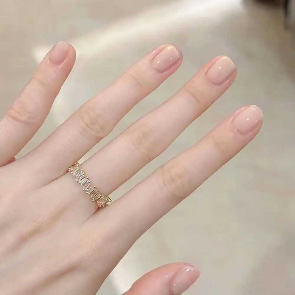 24pcs Short Round False Nails French Solid Color Full Cover Detachable French Nail Tips With jelly stickers DIY Nail ArtT251118T251119