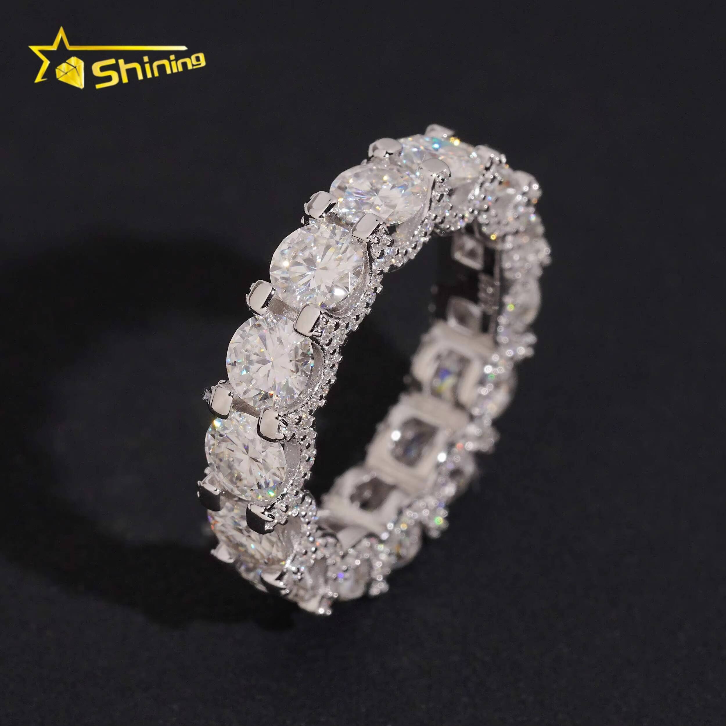 Hot Sale Fashion Jewelry Iced Out Top Quality 925 Sterling Silver 50mm Moissanite Eternity Ring