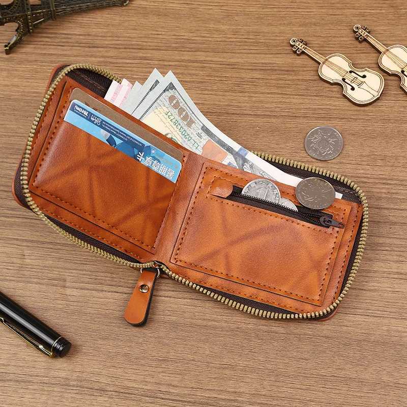 Leather Men Wallet 2024 Dollar Price Wallet Casual Clutch Money Purse Bag Credit Card Holder Fashion New Billetera HombreT251119