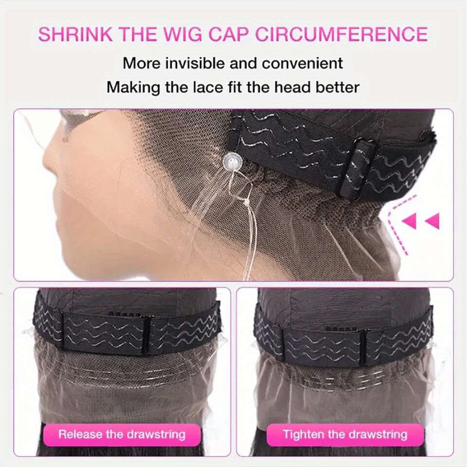 Invisi Strap HD 360 Full Human Hair Glueless Lace Front Wig With Drawstring Closure, Preplucked Hairline & Snug Fit, No Glue Needed, Natural Look For 