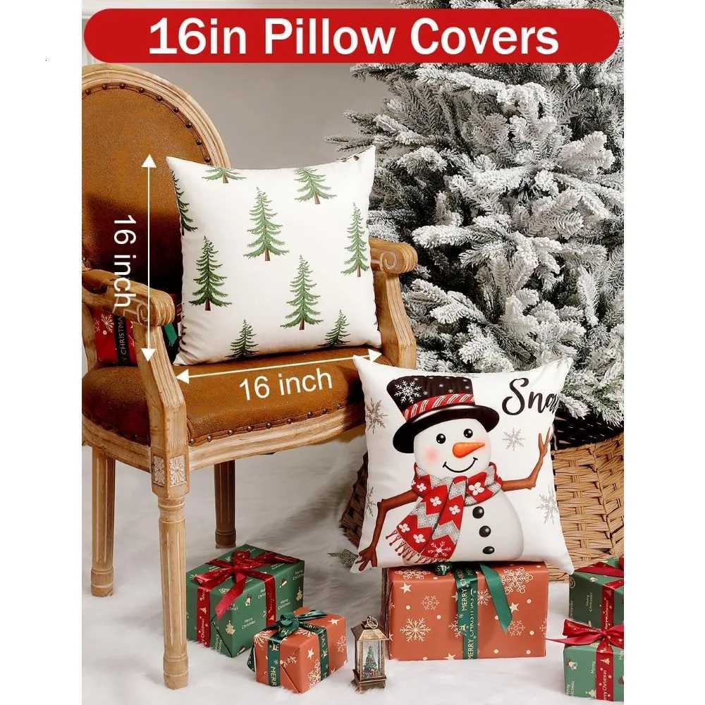 Double-sided checkered cases 16x16 inches 4-piece set Christmas decorative casesM251119