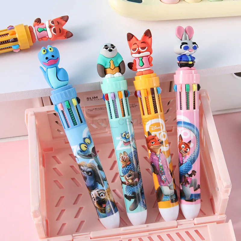 Disney 12/36pcs Cartoon Doll 10 Colors Ballpoint Pen Zootopia 2 Anime Gel Pen Multifunction Student Supplies Stationery Wholesale H251119