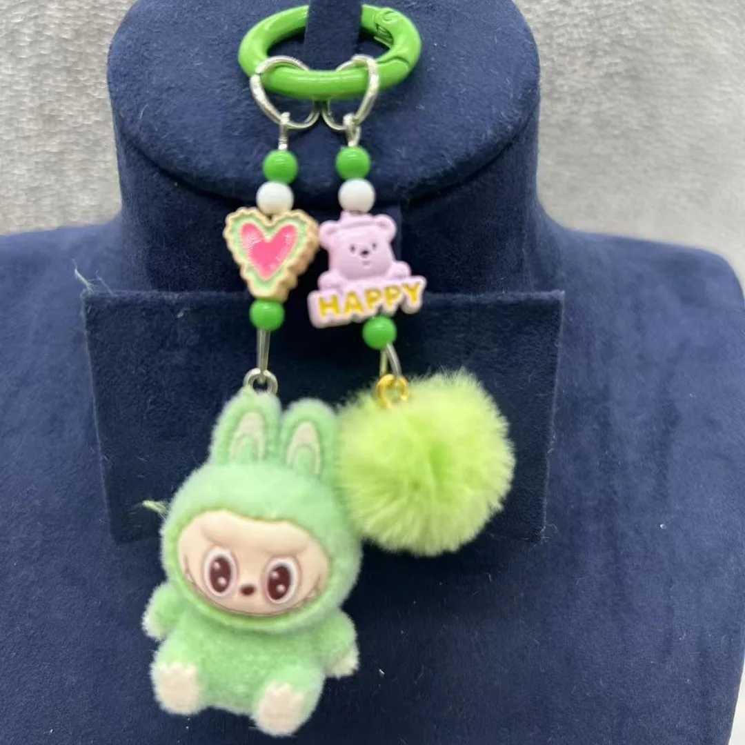 New Labubu Keychain Kawaii Accessories Car Pendant 3D Creative Diy Resin Pericardium Accessories Desktop Decoration M250419