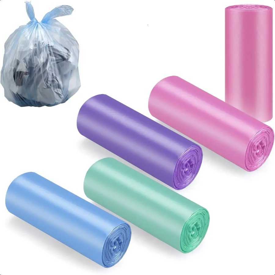 Small Trash bags 4 Gallon Garbage Bags Small Garbage Bags Wastebasket Trash Can for Bathroom Office 5 Rolls 100 Count Colored C251119