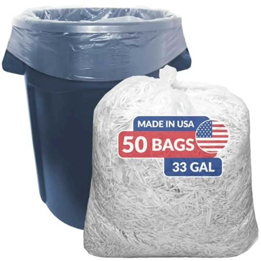 SuperValue 33 Gallon Trash Bags 50 Count Made in USA Heavy Duty Clear MultiUse Garbage Bags for Household Waste Disposal Large C251119